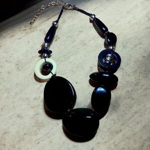 Black and White Laquer Chunky Signed Express Statement Necklace